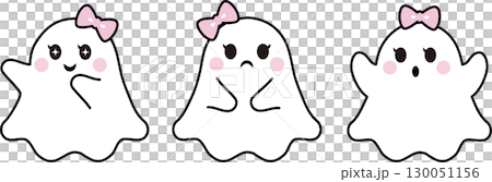 萬聖節鬼魂哥德式圖示裝飾小孩可愛時尚插畫素材 130051156