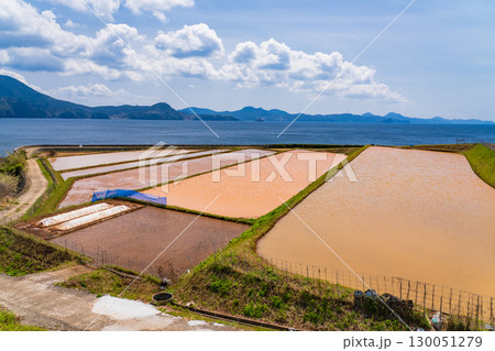 《長崎県》生月島・水田と海岸線の風景 130051279