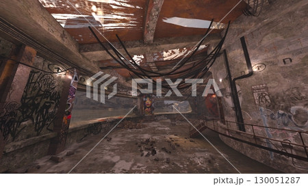 廃墟の荒れた室内 130051287