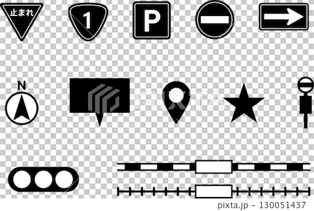 地圖和道路標誌圖示集 130051437