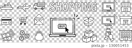 購物相關插圖圖示線描 130051453