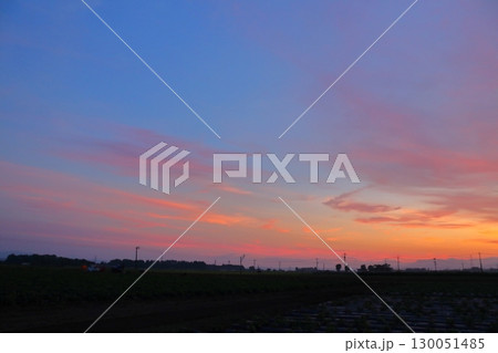夕焼け空 耕作地 夕焼け空 耕作地 130051485