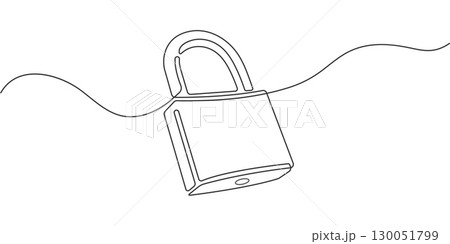 Security lock. Protection of data, information, website.Continuous line drawing of padlock.Vector illustration. 130051799
