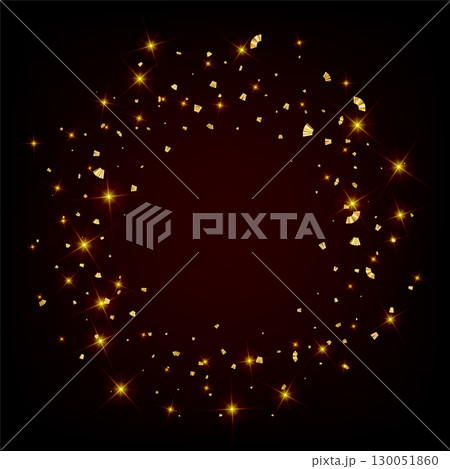 Confetti explosion. Golden serpentine ribbons frame design 130051860