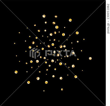 Confetti explosion. Golden serpentine ribbons frame design 130051862