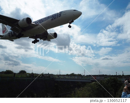 大阪国際空港に着陸する旅客機と青空 大阪国際空港に着陸する旅客機と青空 130052117