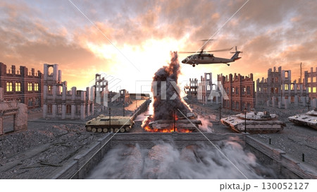 攻撃される都市の風景 130052127