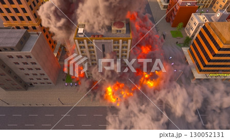 攻撃される都市の風景 130052131