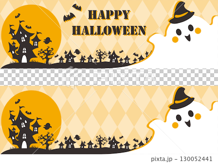 Banner frame Halloween Autumn October ghost cute decoration wallpaper background illustration material 130052441