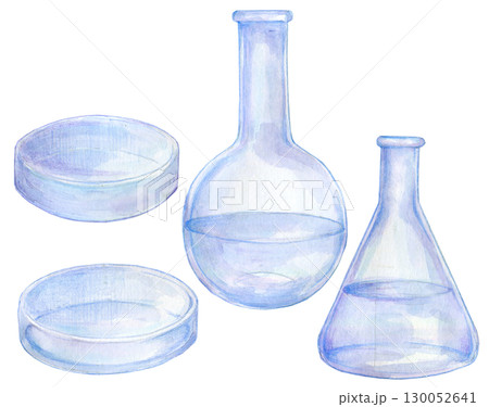 水彩イラスト　実験器具　実験道具　セット 130052641