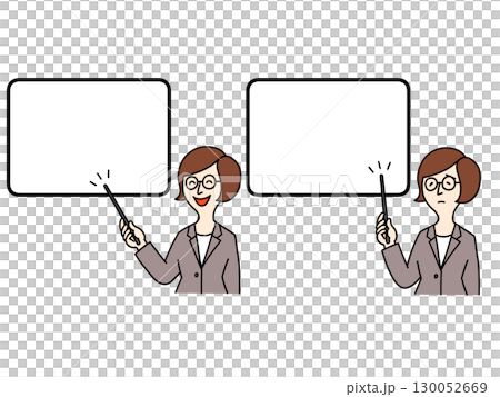 Illustration of a woman explaining 130052669