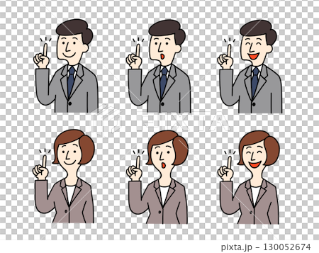 Illustration of a man and woman explaining 130052674