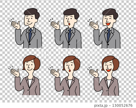 説明する男女のイラスト 130052676