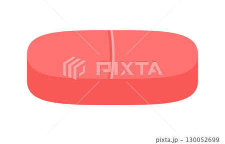 細長い形の赤い錠剤のイラスト- カプレット型の薬・サプリメント・ドラッグ等のシンプルなタブレット 細長い形の赤い錠剤のイラスト- カプレット型の薬・サプリメント・ドラッグ等のシンプルなタブレット 130052699