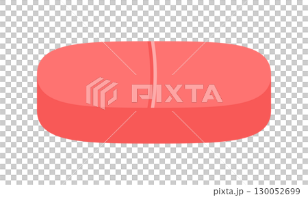 細長い形の赤い錠剤のイラスト- カプレット型の薬・サプリメント・ドラッグ等のシンプルなタブレット 細長い形の赤い錠剤のイラスト- カプレット型の薬・サプリメント・ドラッグ等のシンプルなタブレット 130052699