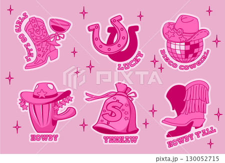 Pink disco cowgirl sticker set Pink disco cowgirl sticker set 130052715