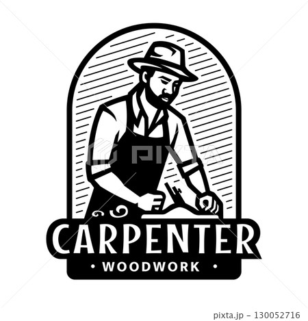 Carpenter with a plane. 130052716