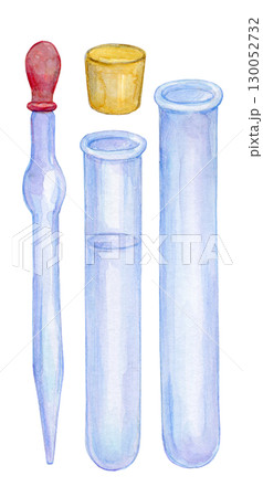 水彩イラスト 実験器具 実験道具 試験管 水彩イラスト 実験器具 実験道具 試験管 130052732