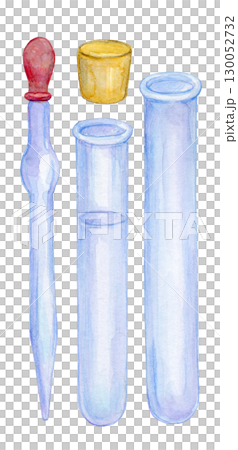 Watercolor illustration laboratory equipment test tube 130052732