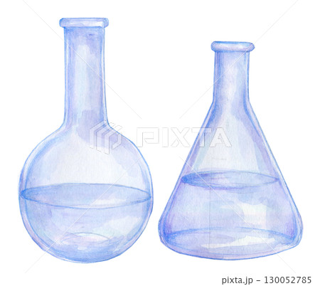 水彩イラスト　実験器具　実験道具　フラスコ 130052785