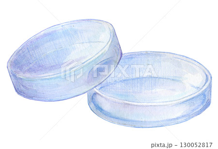 水彩イラスト　実験器具　実験道具　シャーレ 130052817