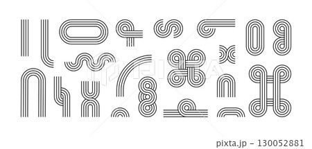 Line abstract arch set. Boho zen arch collection. Simple stroke rainbows. Geometric arc, wave and circle abstract shapes. Linear design element in modern boho aesthetic style. Vector illustration Line abstract arch set. Boho zen arch collection. Simple stroke rainbows. Geometric arc, wave and circle abstract shapes. Linear design element in modern boho aesthetic style. Vector illustration 130052881