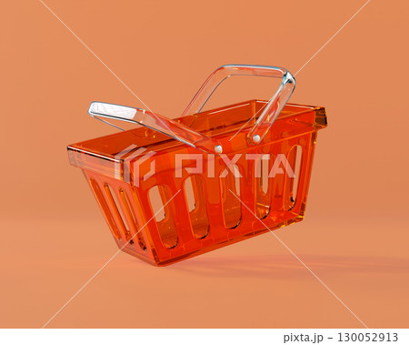 Glass Red empty Shopping Cart from a supermarket for shopping. Shopping Basket, Shopping bag, 3d rendering of the icon Glass Red empty Shopping Cart from a supermarket for shopping. Shopping Basket, Shopping bag, 3d rendering of the icon 130052913