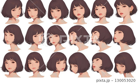 若い女性の表情バリエーション 130053020