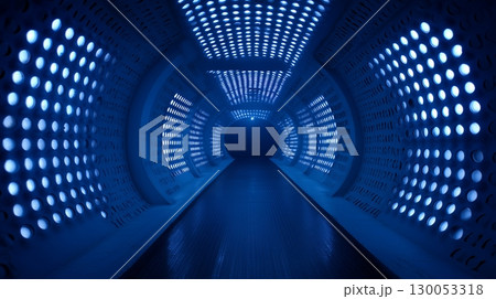 青い光のトンネル、近未来風 青い光のトンネル、近未来風 130053318