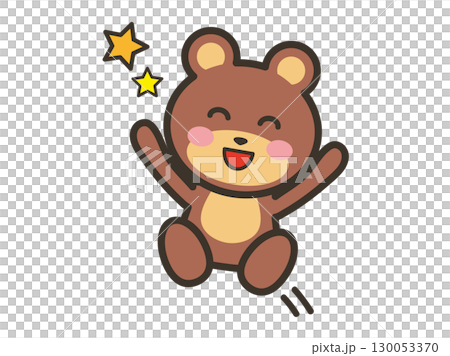 Cute bear character illustration jumping with joy Cute bear character illustration jumping with joy 130053370