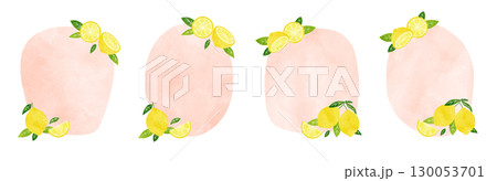 水彩で描いたレモンの爽やかなフレームイラストセット 130053701