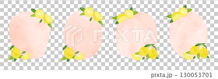 A refreshing watercolor lemon frame illustration set 130053701