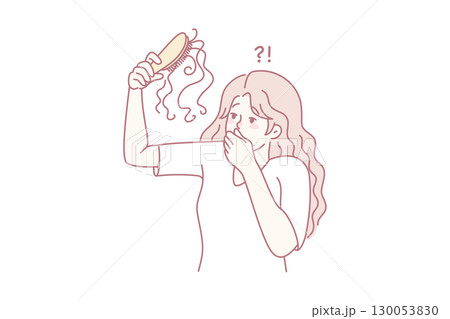 Unhappy woman frustrated with hair loss Unhappy woman frustrated with hair loss 130053830