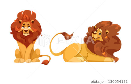 Cheerful and vibrant pixel art Cartoon Lions bring immense joy and fun to everyone who sees them 130054151