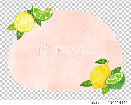 檸檬和酸橙的清新水彩畫框插圖 130054181