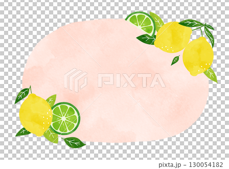 檸檬和酸橙的清新水彩畫框插圖 130054182