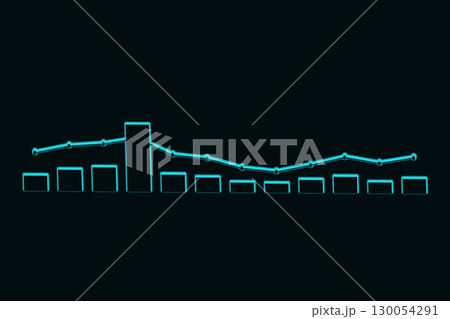 a digital financial chart on a clean black background. fintech investment growth chart. digital financial graph success. market analysis data visualization 130054291