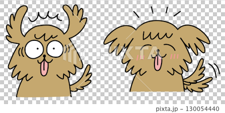 Surprise and joy facial expression set dog vector Surprise and joy facial expression set dog vector 130054440