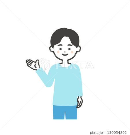 手で指す男の子イラスト 手で指す男の子イラスト 130054892