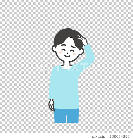 頭をかく男の子イラスト 130054893