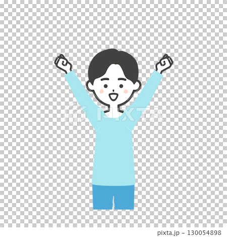 一個男孩舉起雙拳的插圖 130054898