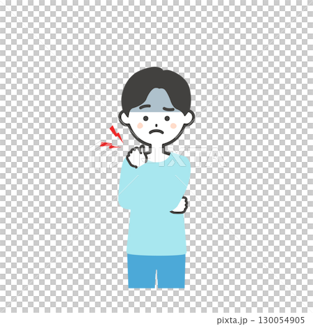 一個男孩抱著肩膀的插圖 一個男孩抱著肩膀的插圖 130054905