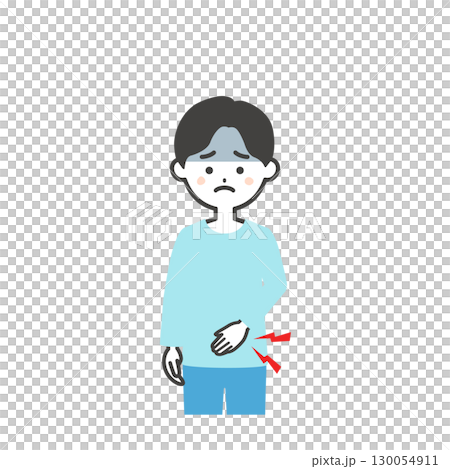 一個男孩摀著肚子的插圖 130054911