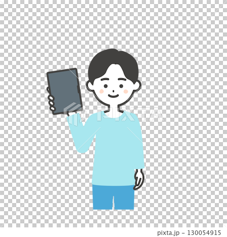 タブレットを持つ男の子イラスト 130054915