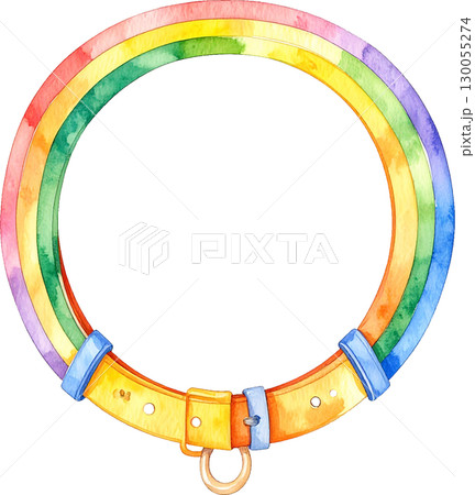 水彩風レインボーカラーの首輪背景透明 水彩風レインボーカラーの首輪背景透明 130055274