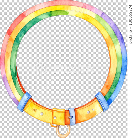 水彩風レインボーカラーの首輪背景透明 水彩風レインボーカラーの首輪背景透明 130055274