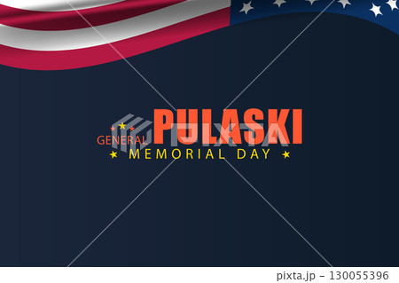 General Pulaski Memorial Day design with flag waves and dark background 130055396