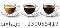 Different types of coffee drinks in glass cups isolated on white background with clipping path 130055419