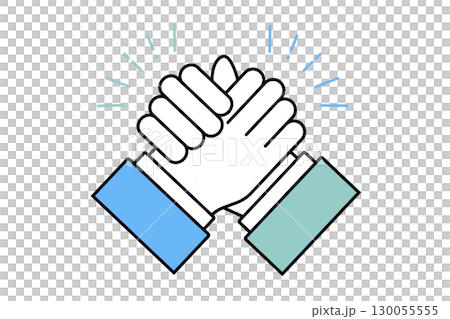 Illustration of two businessmen's hands clasped tightly together 130055555