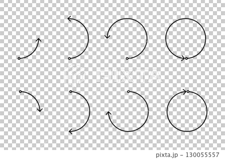 円上に様々な位置まで回転する矢印 円上に様々な位置まで回転する矢印 130055557